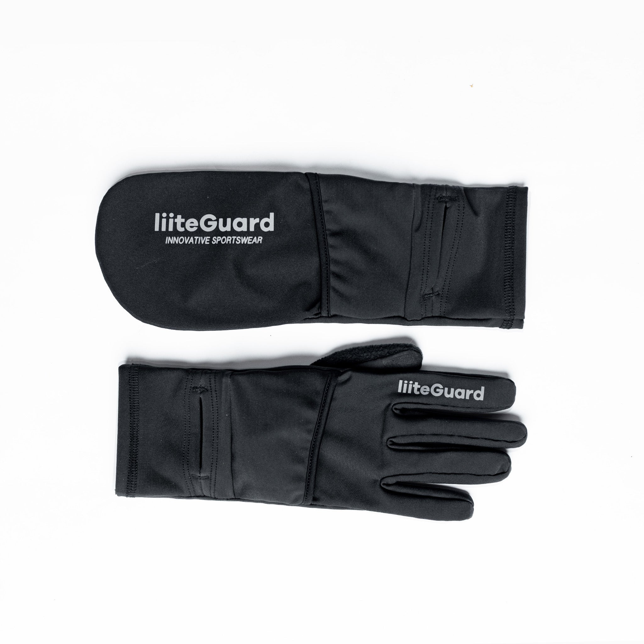 Sort 2in1 Running Glove Black - Liiteguard Løbehandsker  - 5714776011560