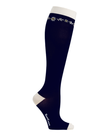 Marine Supcare Kompressionsstrømper Med Margueritter Klasse - Supcare Kompressionsstrømper