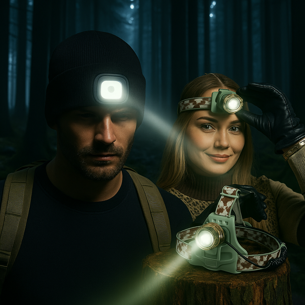 Vinterlys Pakken Strikhue Led Camouflage Pandelampe - Satana.dk Pandelamper